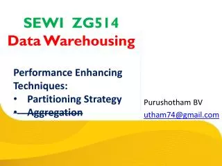 SEWI ZG514 Data Warehousing
