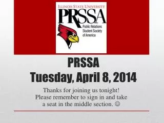 PRSSA Tuesday, April 8, 2014