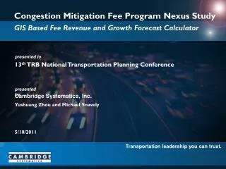 Congestion Mitigation Fee Program Nexus Study