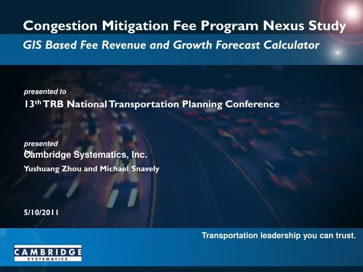 congestion mitigation fee program nexus study