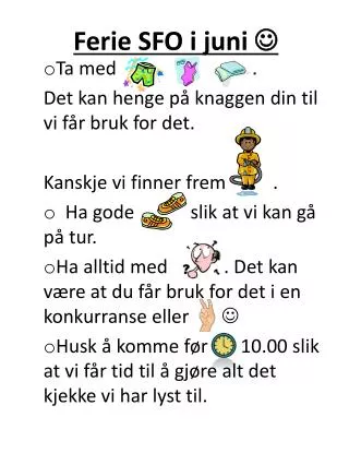 ferie sfo i juni
