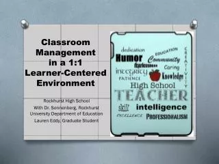 Classroom Management in a 1:1 Learner-Centered Environment