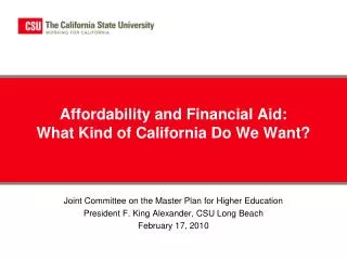Affordability and Financial Aid: What Kind of California Do We Want?