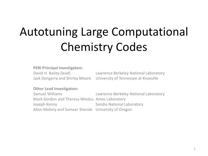 autotuning large computational chemistry codes