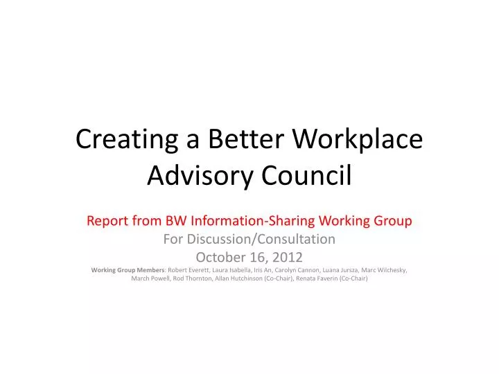 creating a better workplace advisory council