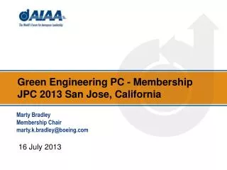 Green Engineering PC - Membership JPC 2013 San Jose, California