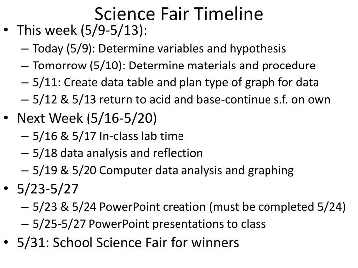 science fair timeline