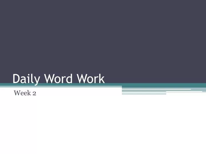 daily word work