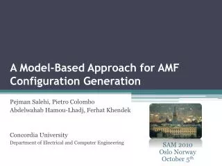 A Model-Based Approach for AMF Configuration Generation