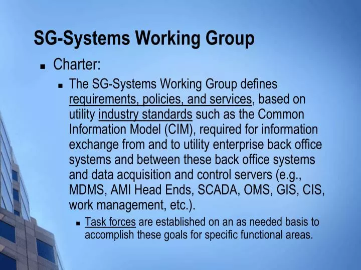 sg systems working group