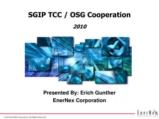 SGIP TCC / OSG Cooperation