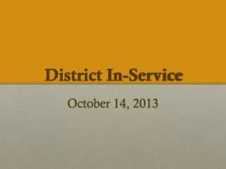 District In-Service
