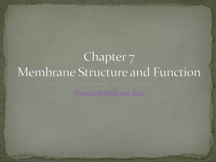 chapter 7 membrane structure and function