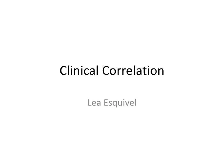 clinical correlation