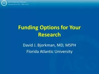 Funding Options for Your Research