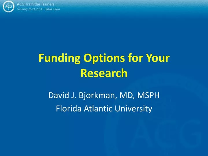 funding options for your research