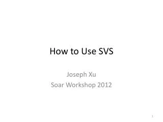How to Use SVS