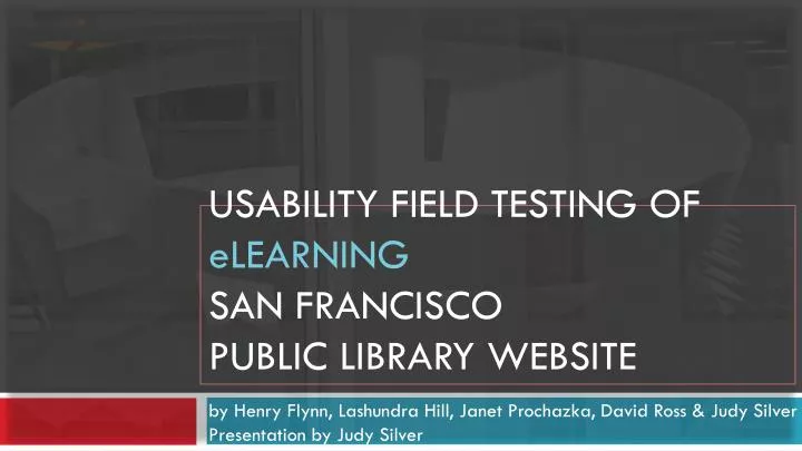 usability field testing of e learning san francisco public library website