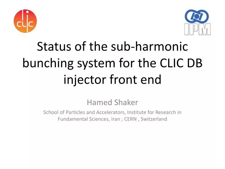 status of the sub harmonic bunching system for the clic db injector front end