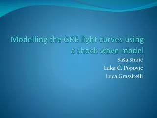 Modelling the GRB light curves using a shock wave model