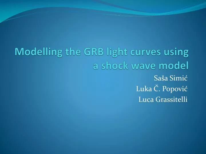 modelling the grb light curves using a shock wave model