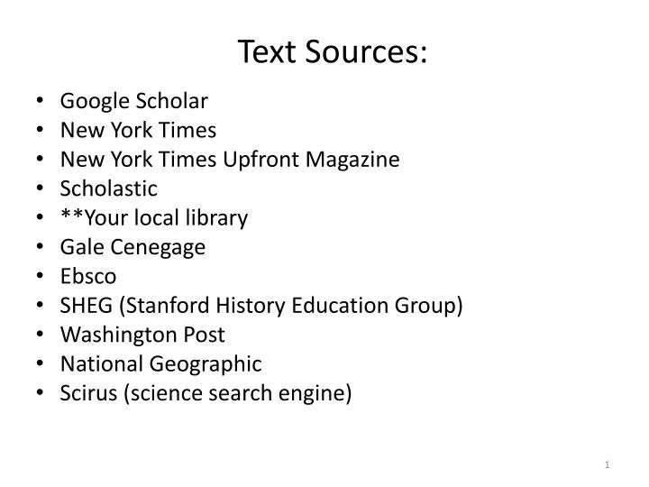 text sources