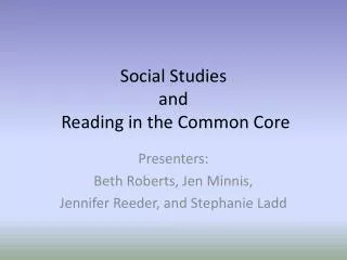 Social Studies and Reading in the Common Core