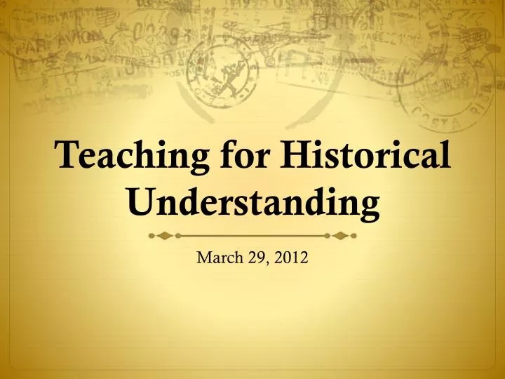 teaching for historical understanding