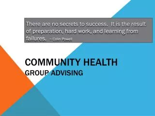 Community Health Group advising