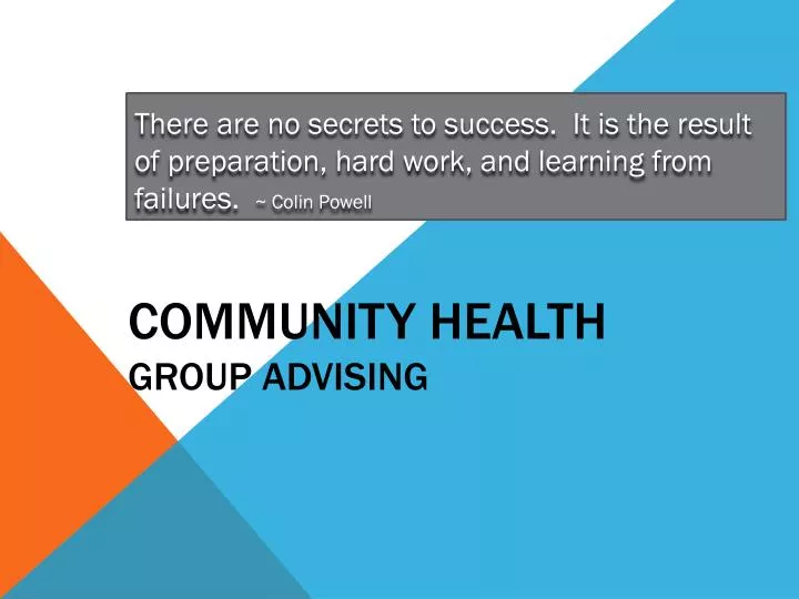 community health group advising