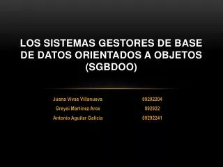 los sistemas gestores de base de datos orientados a objetos sgbdoo