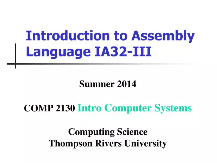 introduction to assembly language ia32 iii