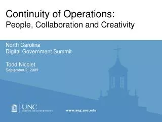 Continuity of Operations: People, Collaboration and Creativity
