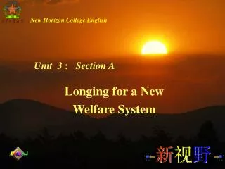 Longing for a New Welfare System