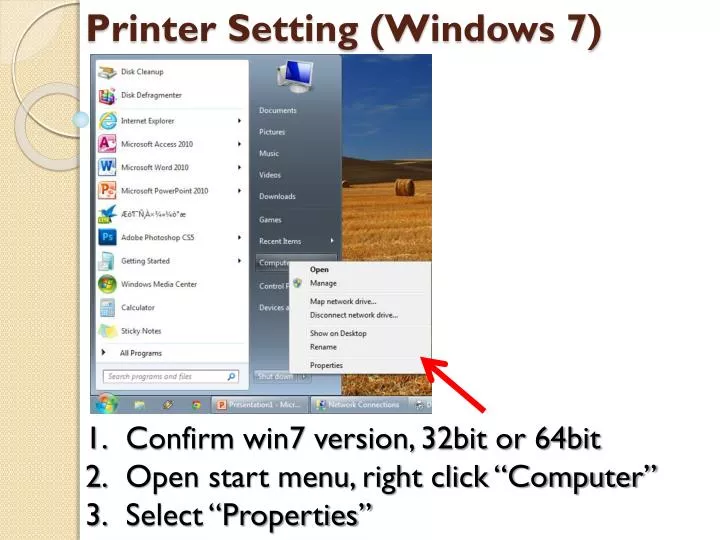 printer setting windows 7