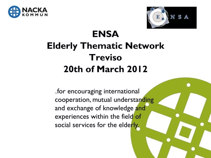 ensa elderly thematic network treviso 20th of march 2012