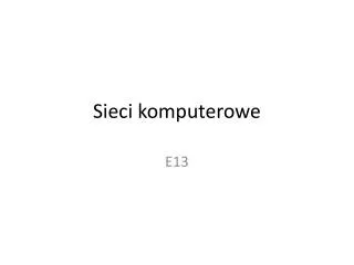 sieci komputerowe
