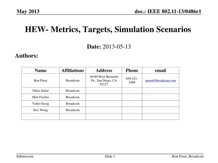 hew metrics targets simulation scenarios