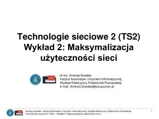 technologie sieciowe 2 ts2 wyk ad 2 maksymalizacja u yteczno ci sieci
