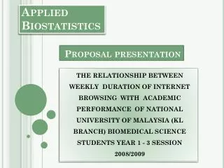 Applied Biostatistics