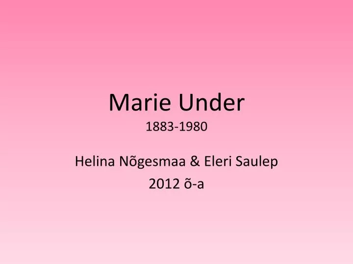 marie under 1883 1980