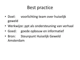 best practice