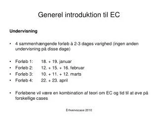 generel introduktion til ec
