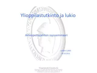 ylioppilastutkinto ja lukio