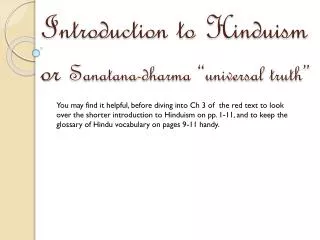 introduction to hinduism or sanatana dharma universal truth