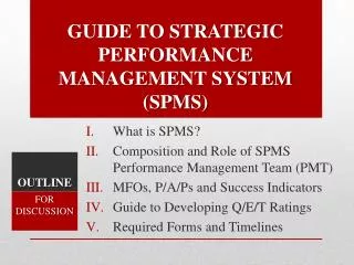 GUIDE TO STRATEGIC PERFORMANCE MANAGEMENT SYSTEM (SPMS)