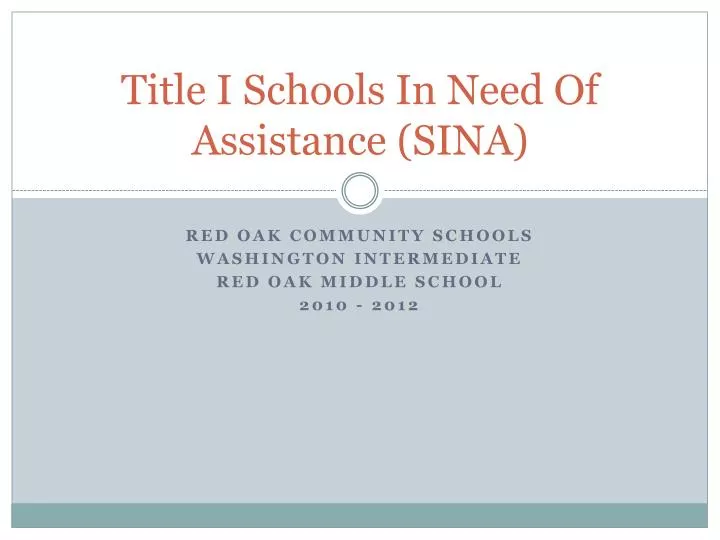 title i schools in need of assistance sina