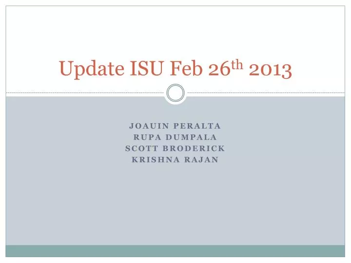 update isu feb 26 th 2013