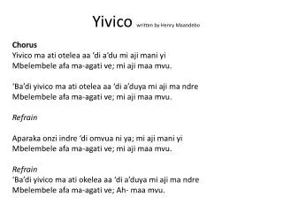 Yivico written by Henry Maandebo