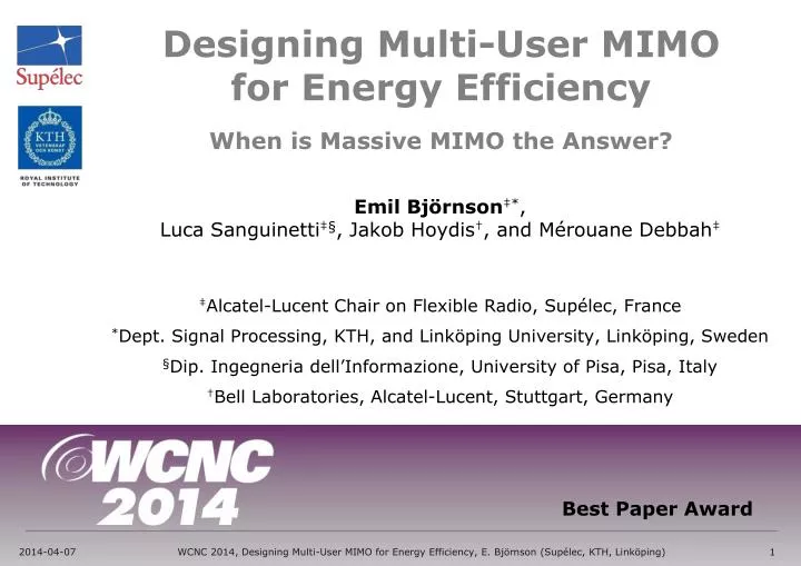 designing multi user mimo for energy efficiency